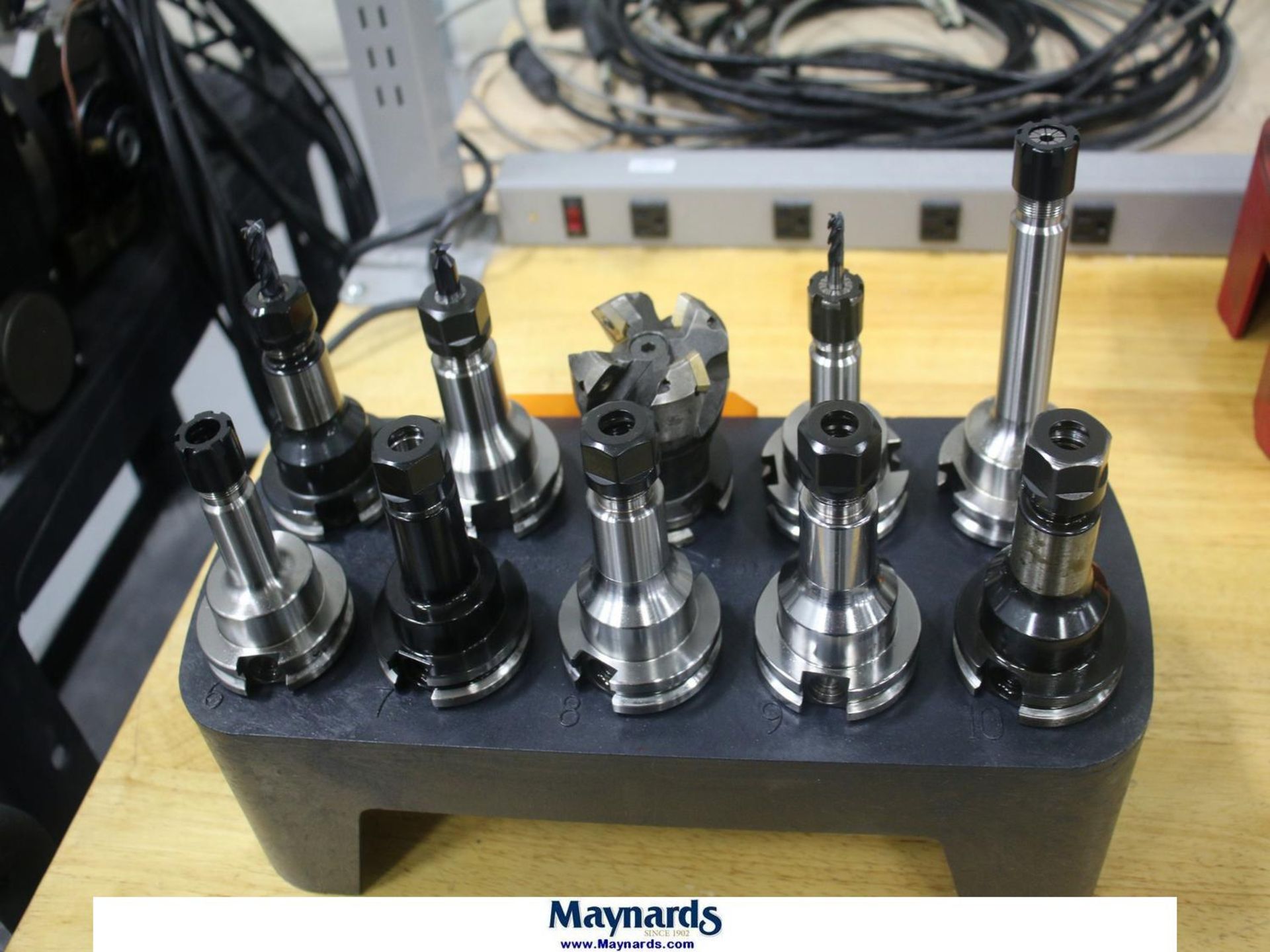 Lot of (10) Cat 40 Tool Holders with Rack