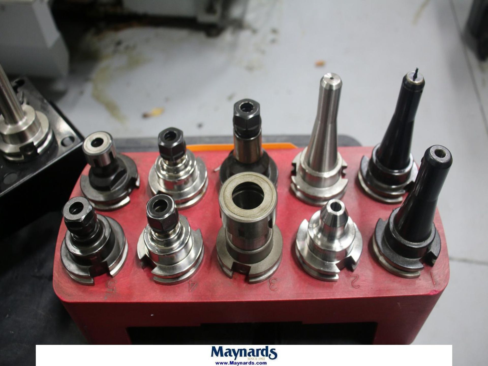 Lot of (10) Cat 40 Tool Holders with Rack