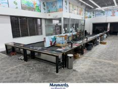 Lot of (9) Heavy-Duty Tables (8' W x 2' D x 33" H), Diamond Plate Facing