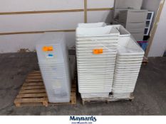 (2) Pallets of Plastic Storage Bins