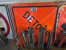Lot: (13) Portable Traffic Safety Signs with (5) Stands