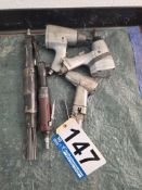 Pneumatic Air Tool Lot - (3) Impact Wrenches, (1) Ratchet, (1) Needle Scaler