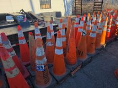 (84) Various Orange Traffic Cones with Reflective Stripes and Durable Bases