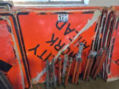 Lot: (7) Portable Traffic Safety Signs with (5) Stands