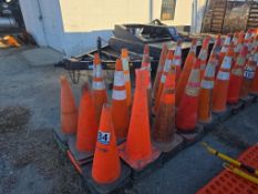 (84) Various Orange Traffic Cones with Reflective Stripes and Durable Bases