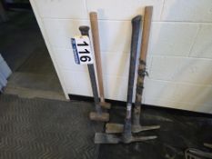 (4) Hand Tools: (2) sledgehammers and (2) pickaxes/mattocks.
