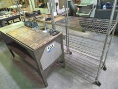 Industrial Workbench and Chrome Wire Shelving Unit