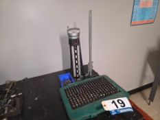 Lot: Starrett Digi Check Height Gage, Starrett 20 inch Height Gage, Pin Gages