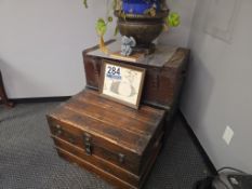 3 Vintage Chests, Duck Print, Urn, Figurine