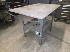 Industrial Work Table with Diamond Plate Top and Lower Shelf