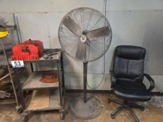 Lot: Cart with Hold Downs, Fan, Chair