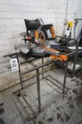 2019 EVOLUTION RAGE3-DB 10" SLIDING MITER SAW WITH ATTACHED STEEL ROLLING CART BASE, S/N R3DB-