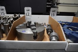 LATHE SUPPORT LOT TO INCLUDE: (1) 4 JAW 8" CHUCK FOR ENCO LATHE, MISC. STICK TOOLING, PRECISION