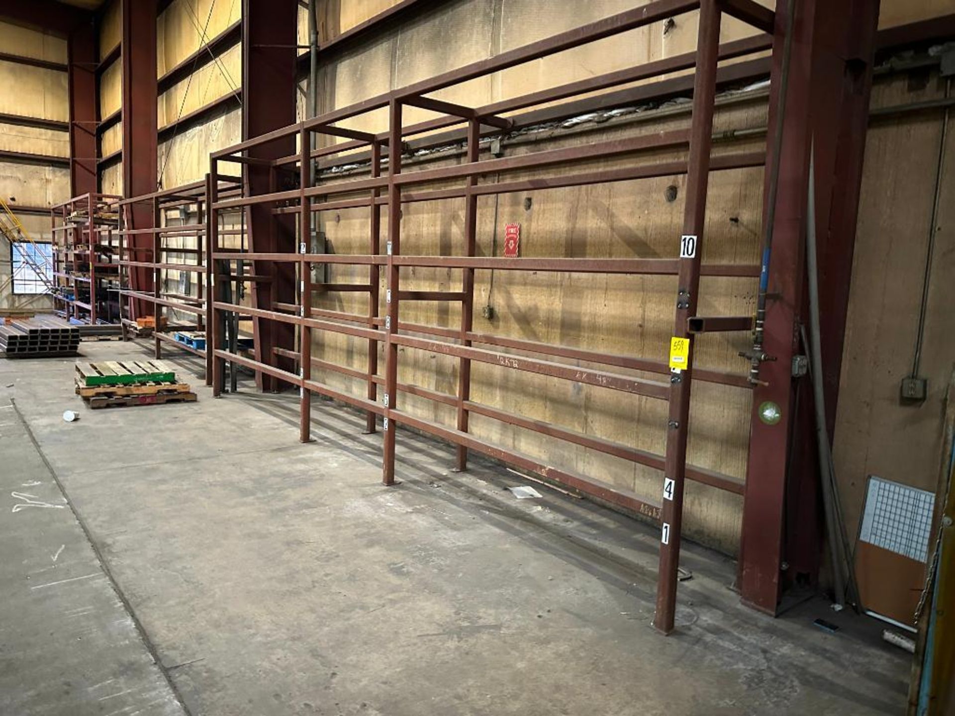 Custom Steel Racks (3x) Custom Steel Racks w/ Contents of Assorted Steel Square Tube Stock
