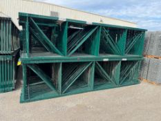 (28x) Interlake Teardrop Pallet Rack Uprights, 48" D x 16' T, ($60 Loading fee will be added to buye