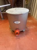Schebler 50 Gallon Stainless Steel Kettle, Single Wall, Open Top with Lid, Flat Bottom, Mounted on