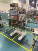 Kaps-All Model FE-4 Automatic 4 Spindle Inline Screw Capper with Side Grip Conveyor, 120 V, S/N: