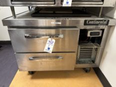 Continental 2 Door Portable Stainless Steel Drawer Refrigerator (Missing Front Panel)