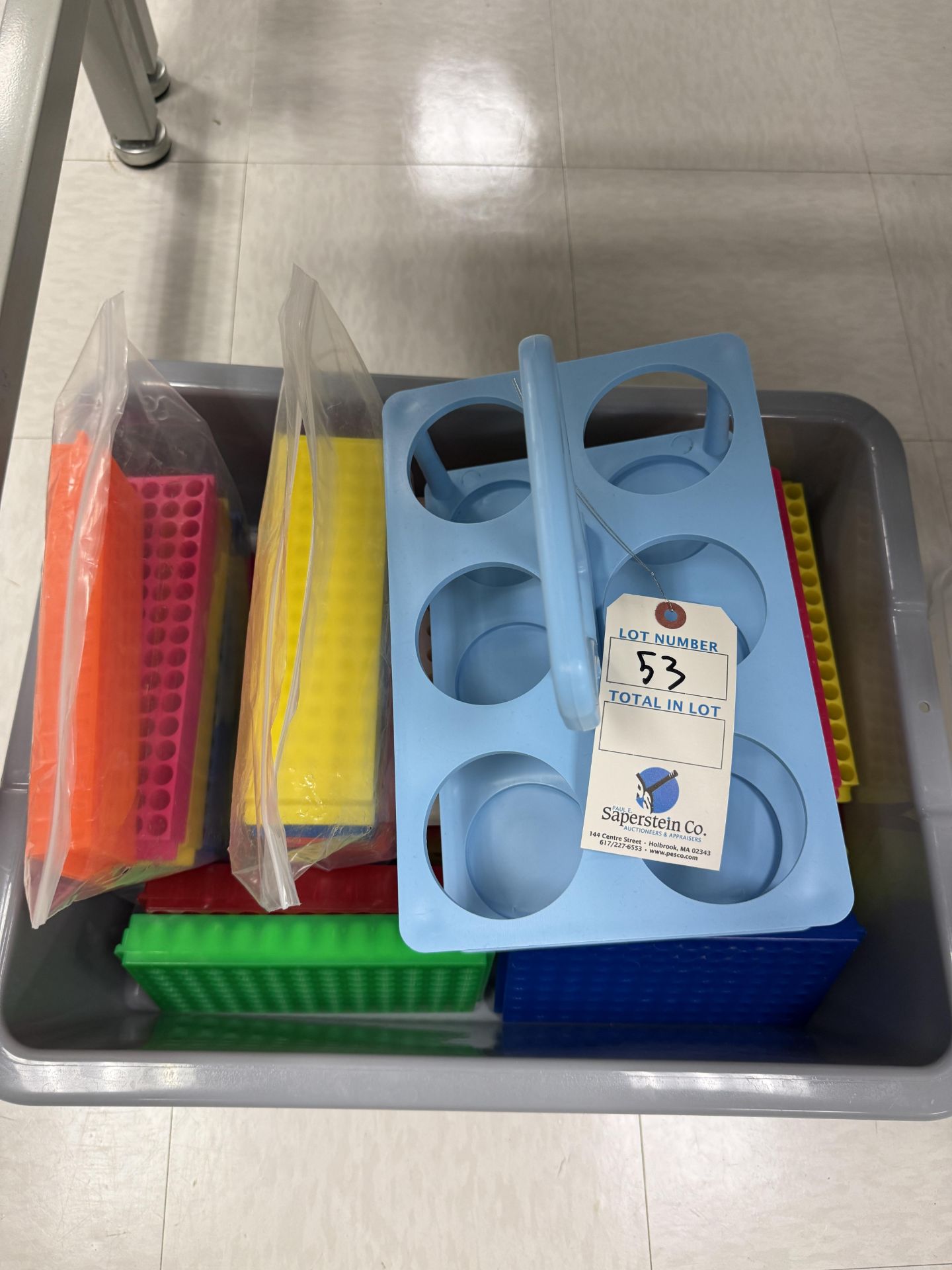 Two Beaker Rack (Lot) Glass Beakers Stock Racks, Pipette Tips, and Spray Bottles