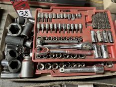 Lot Comprising Assorted Sockets w/ 1/2" and 3/8" Ratchets