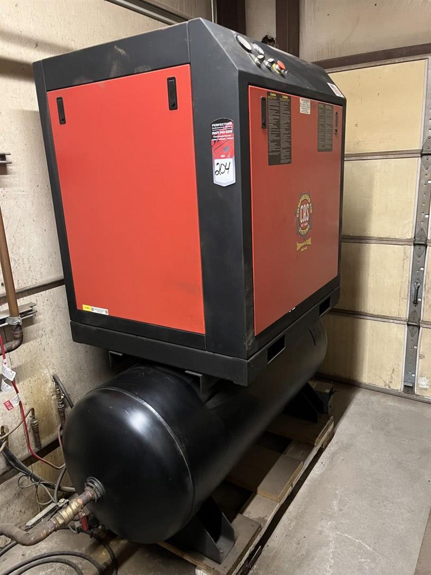 CAS RS153ENC3-SE 15 hp Tank Mount Air Compressor, s/n 21080399, 200 PSI ...