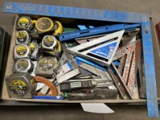Lot Comprising of Speed Squares, Right Angle Squares, Tape Measures, Rulers
