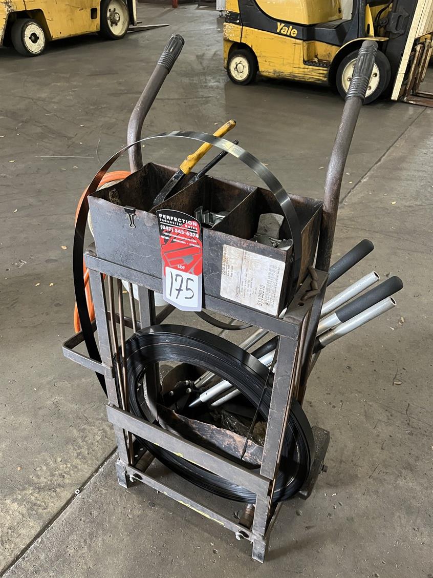 Unknown Make Banding Cart w/ Pneumatic Crimper, Pneumatic Tensioner, and Hand Held Crimpers