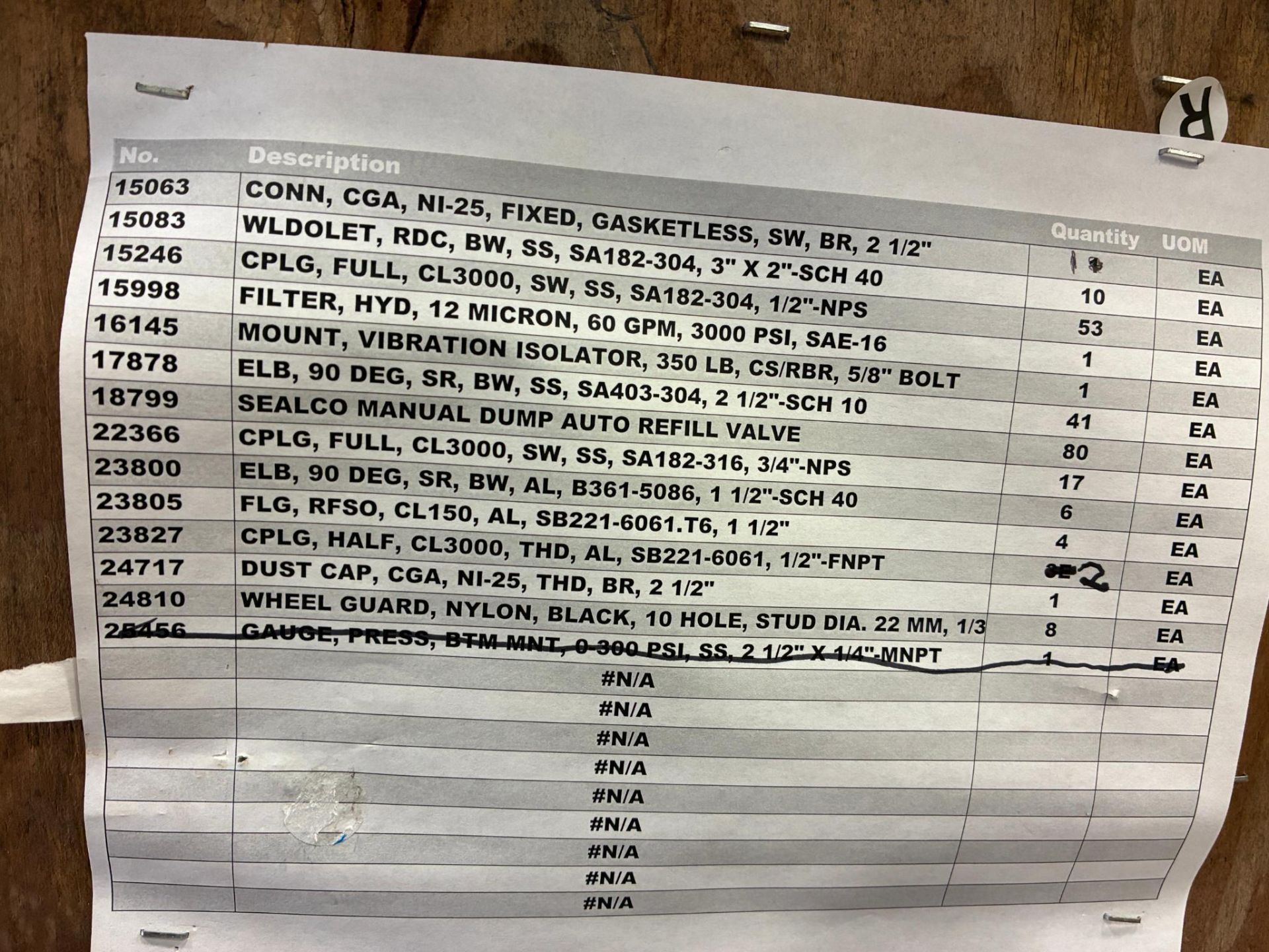 Surplus Inventory List SURPLUS INVENTORY USED IN THE CRYOGENICS TANK MANUFACTURING INDUSTRY ...