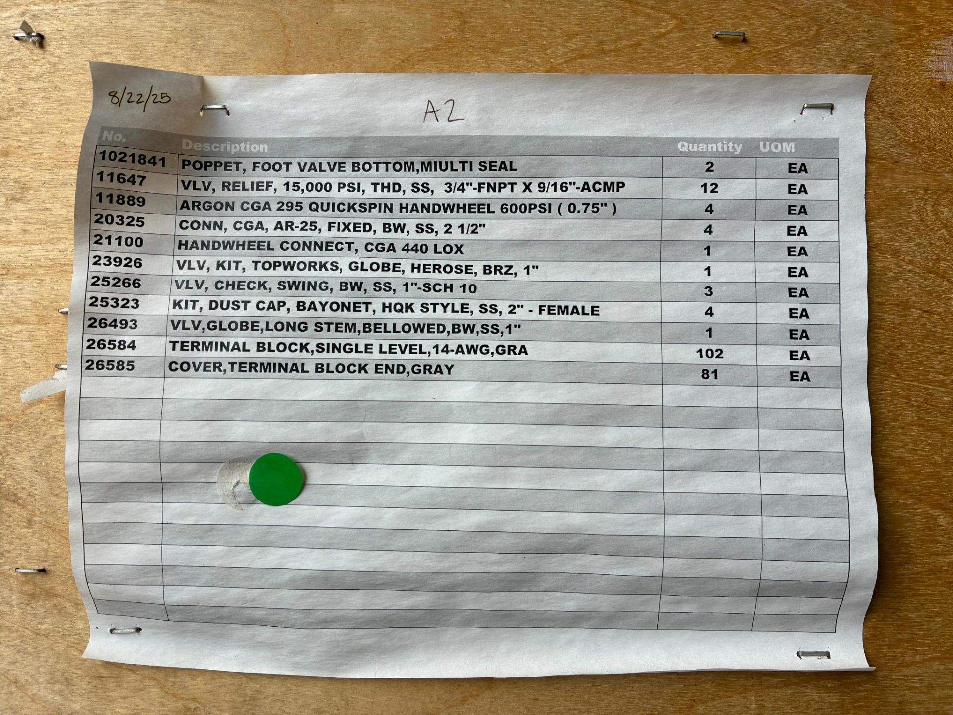 Surplus Inventory List SURPLUS INVENTORY USED IN THE CRYOGENICS TANK MANUFACTURING INDUSTRY ...