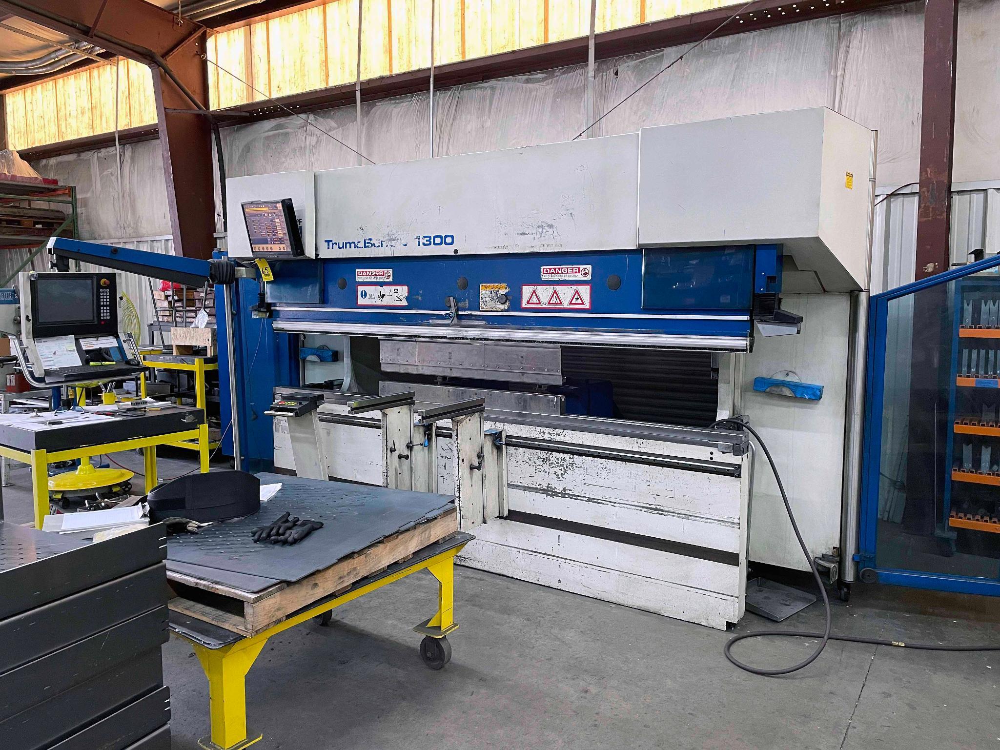 CNC PRESS BRAKE, TRUMPF MDL. TRUMABEND V1300, Mfg. 2005, 144 T. cap., 12' bed, CNC back-gauge, 8.64"