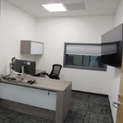 LOT: Contents of (2) Offices: (2) Electric Power Adjustable Desks, (2) Samsung 55" Flat Screen TV's,