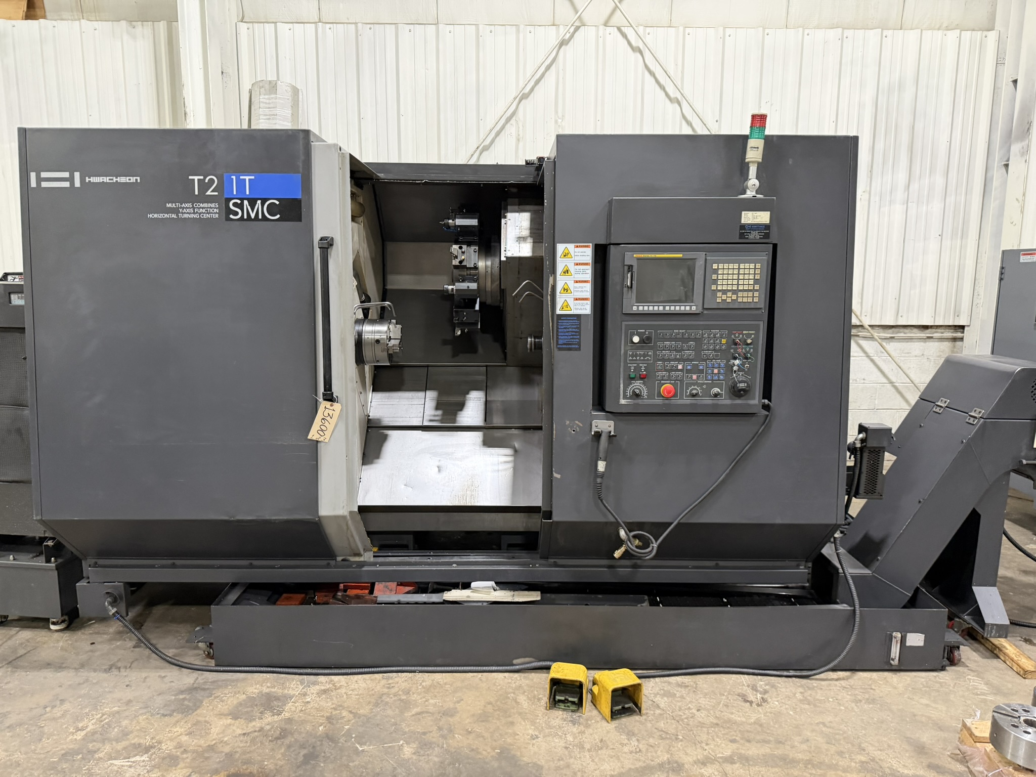 HWACHEON MODEL T2-1T SMC MULTI AXIS CNC LATHE TURNING CENTER, S/N M0283611E1, NEW 2013