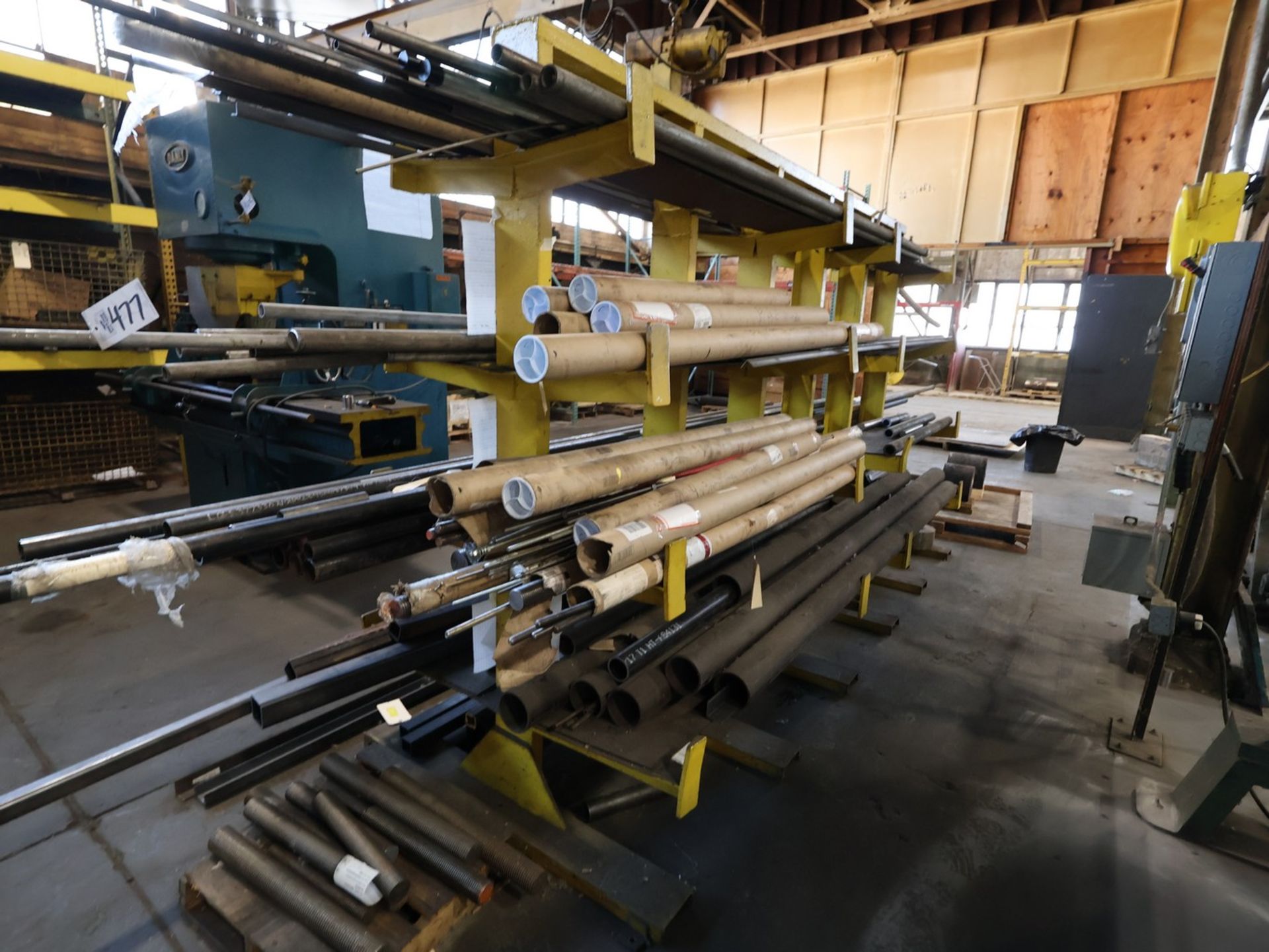 Best Heavy Dusty Threaded Rod Rack Cantilever Rack, w/ Assorted Bar Stock, Threaded Rod, Piping, etc.