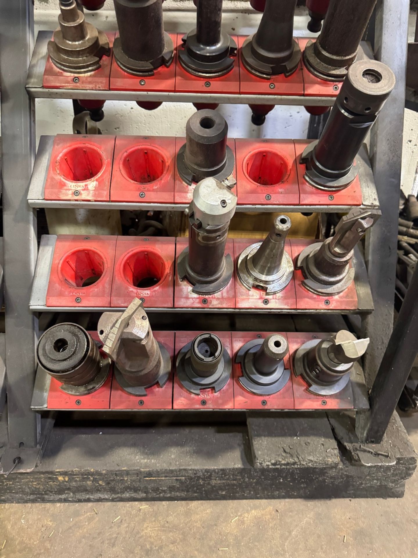 Lot of (53) Cat 50 Tool Holders With Rack