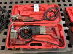 Lot of (3) Milwaukee Cordless Tools Includes: (1) Milwaukee Sawzall, (1) Grinder, (1) Drill, With Ca