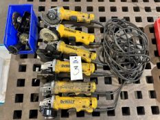 Lot of (6) Dewalt Corded Grinders Model: DWE402, With Handles and Guards