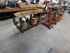 60" x 30" Rolling Cart, w/ Wood Top, 24" x 48" Steel Table w/ Wood Top, 84" x 36" Steel Roll Table w