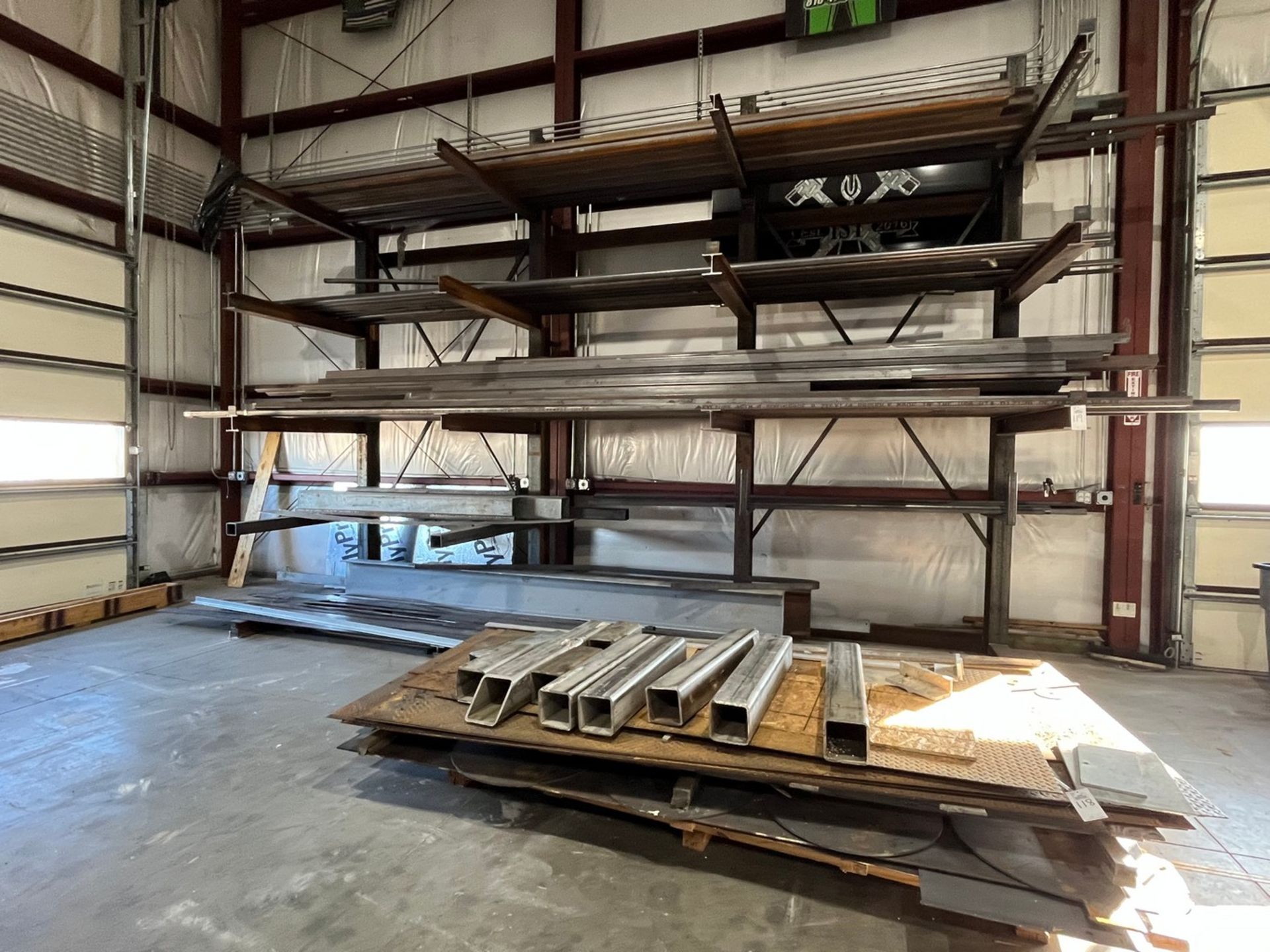 Materials Rejection Rack Materials on Floor and Cantilever Rack (MATERIAL ONLY, NO RACK)