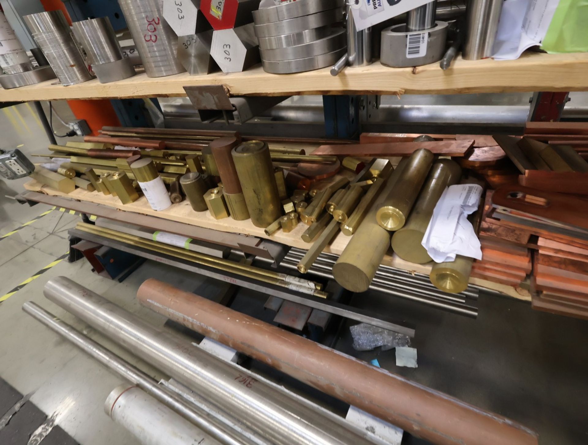 Slug In Rack Contents of Rack - Copper, Brass, 303, 304, 316 SS Bars, Slugs, Pipe, etc.