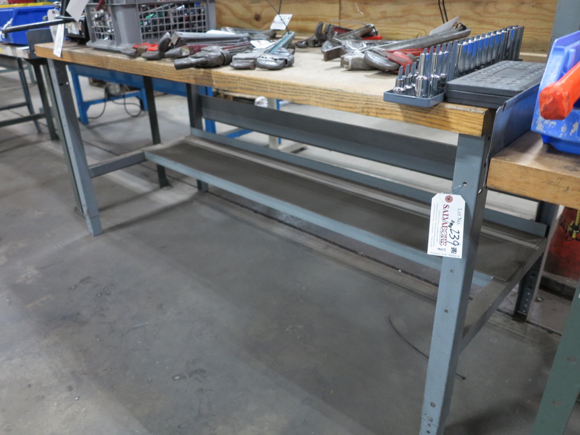 Bench Top Riser Post 6' Bench, Oak Top, Steel Riser