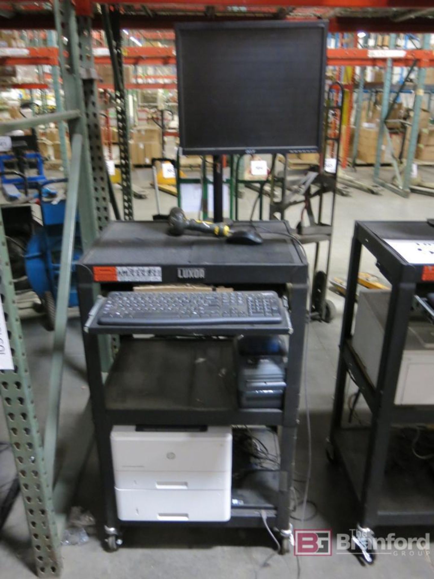 Lot of (3) Luxor Computer Workstations, w/ (3) Monitors, Bar Scan ...