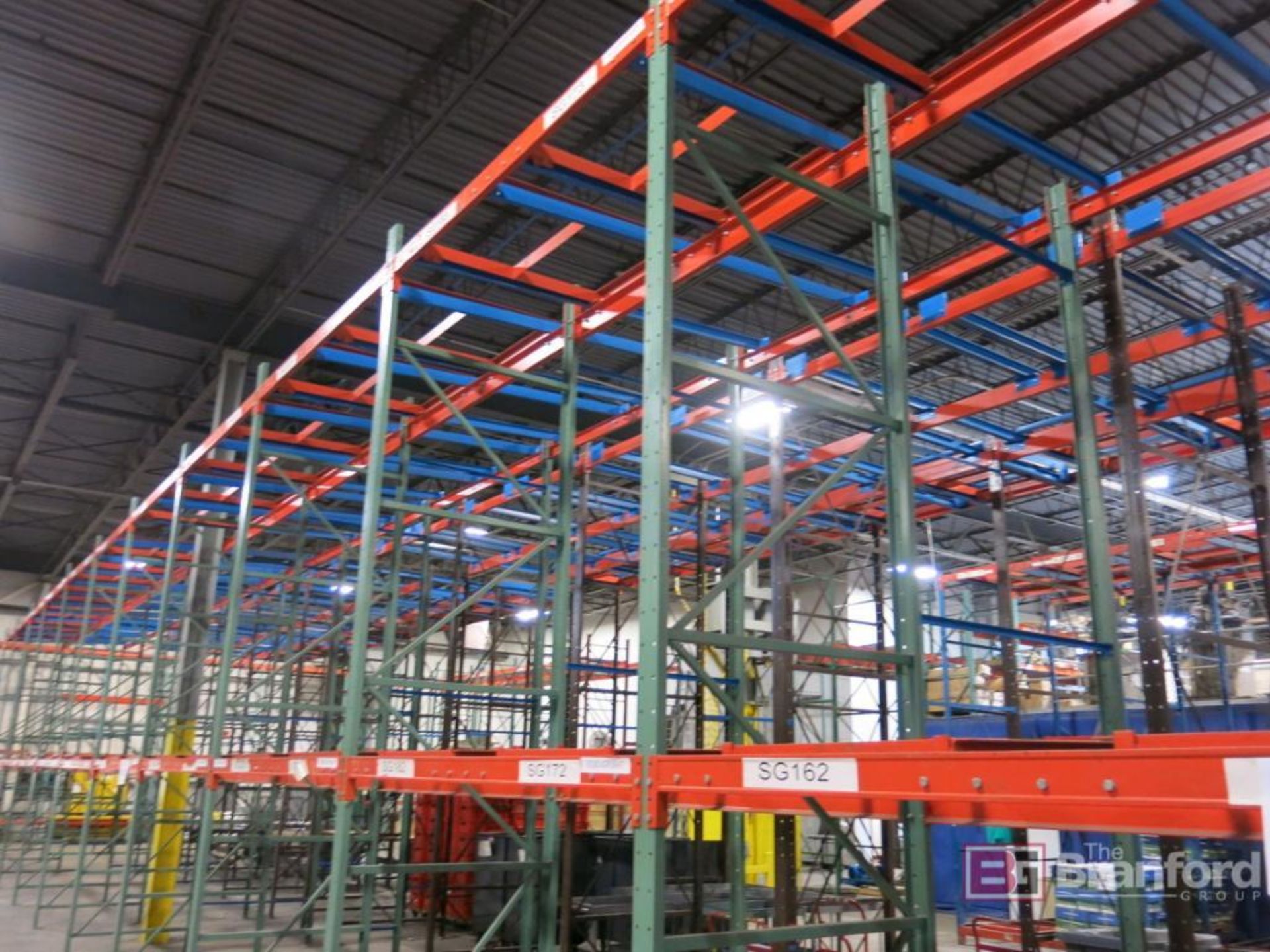 P85 16 Racking Lot of (10) Sections of Single Carriage Push Back Pallet Racking w/ (11 ...