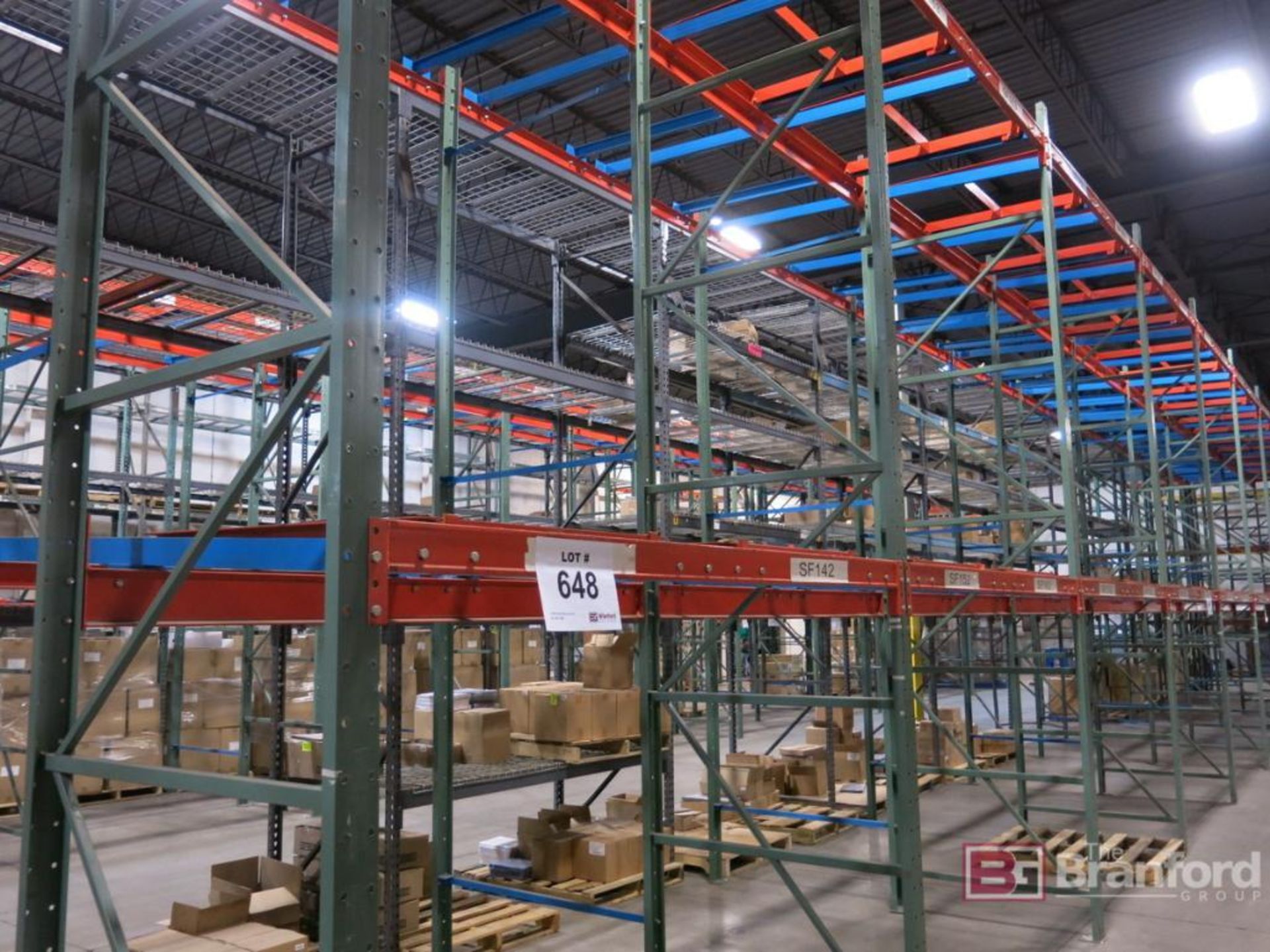 Single Racking Upright Lot of (10) Sections of Single Carriage Push Back Pallet Racking w/ (11 ...