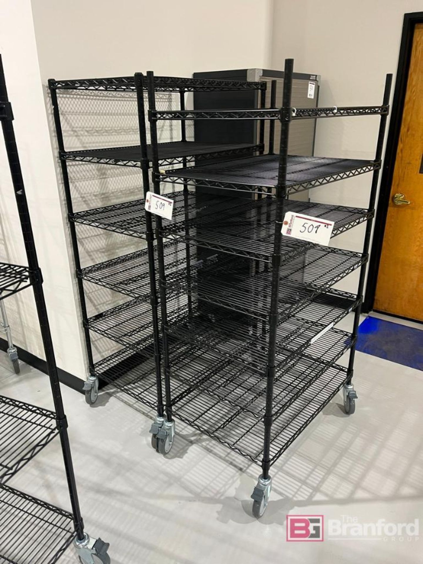 (2) Uline Wire Racks on Casters