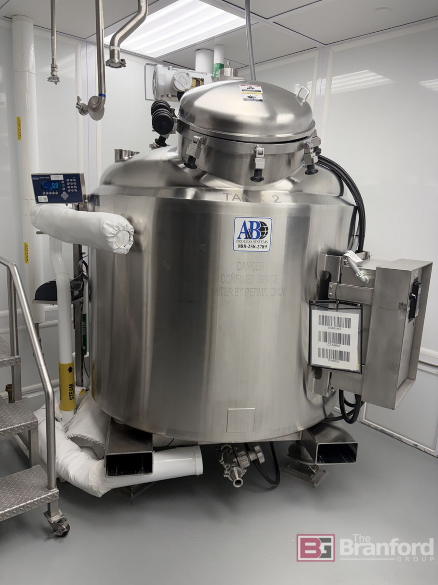 A&B Process Systems Jacketed Stainless Steel Tank w/ Agitation ...