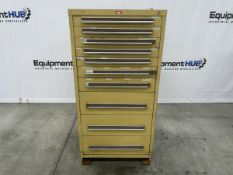 10-Drawer Industrial Storage Cabinet, Stanley Vidmar Style, 30" W x 27-3/4" D x 59" H