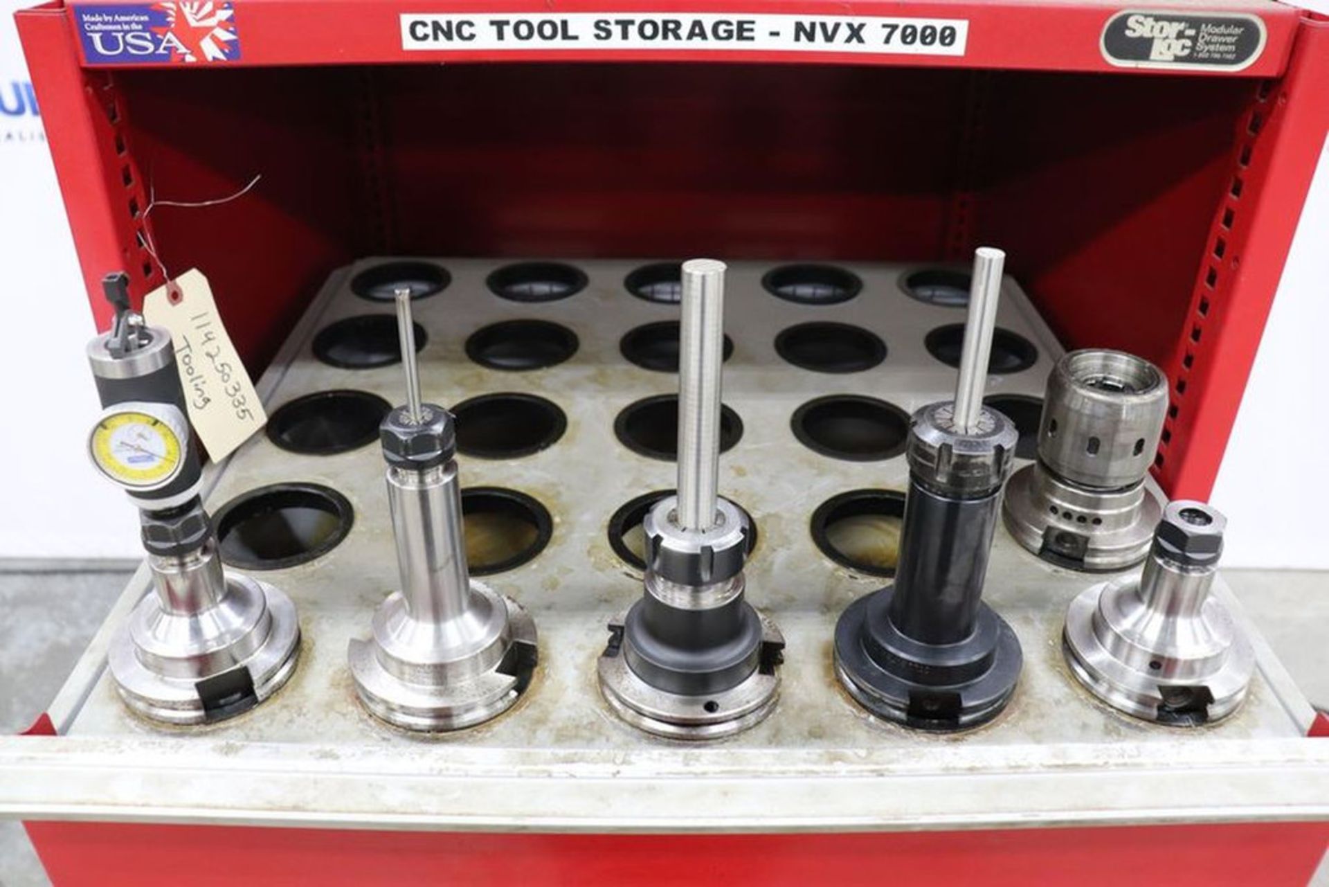 Cat50 Tool Rack (38) Assorted CAT 50 Tool Holders in Stor-Loc Cabinet