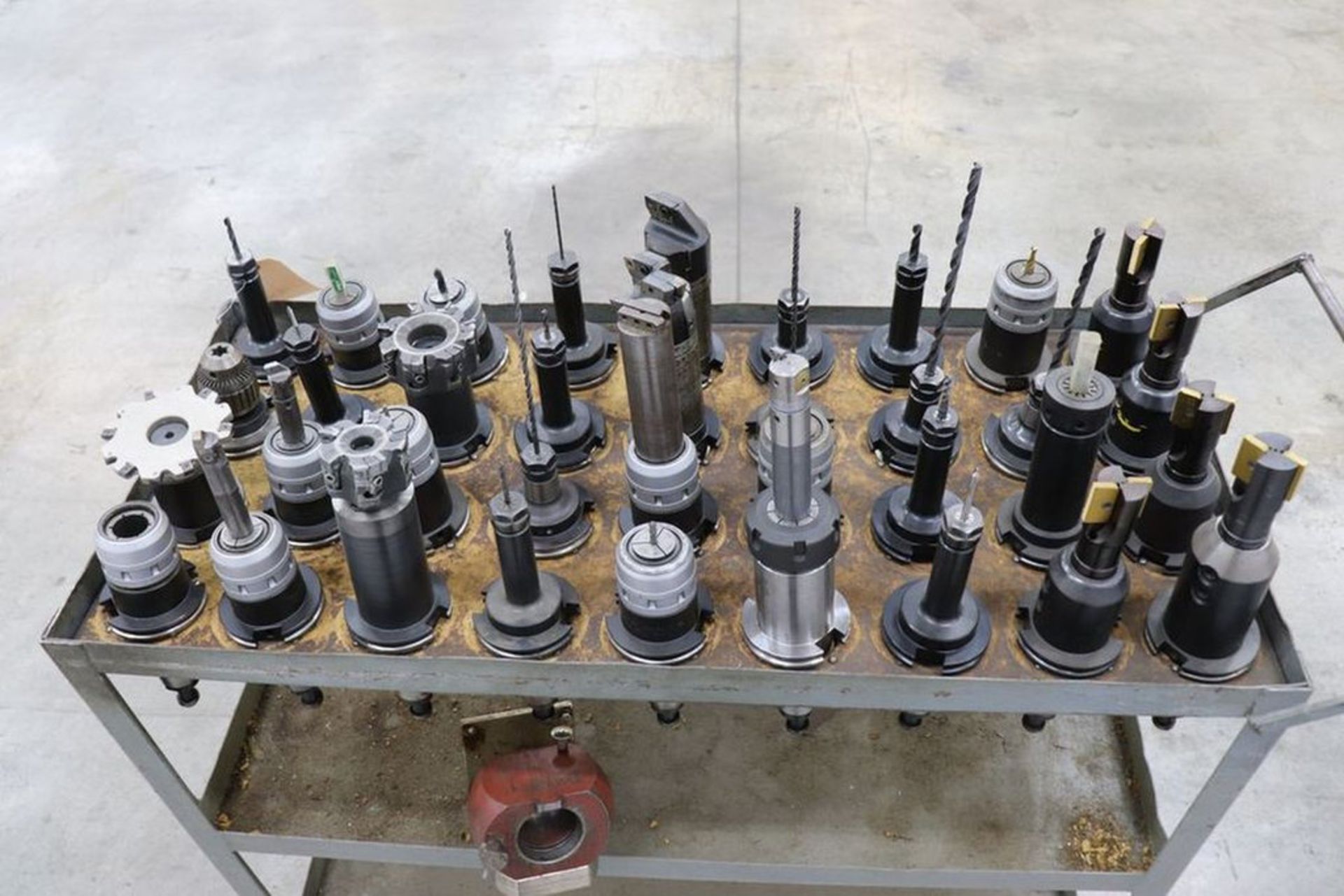 Cat50 Tool Rack (36) Assorted CAT 50 Tool Holders in Cart