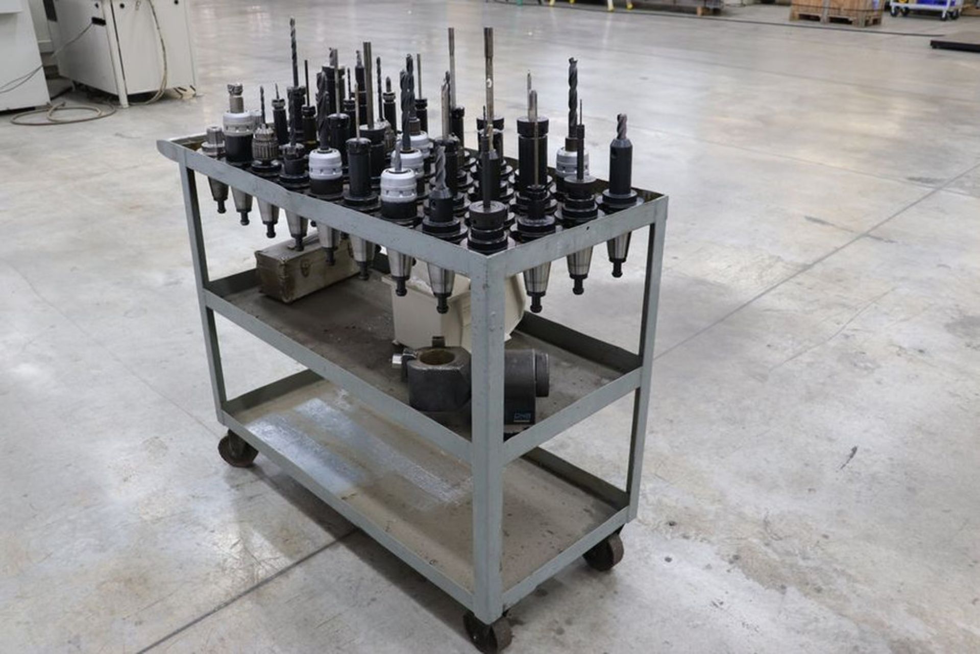 Cat50 Tool Rack (36) Assorted CAT 50 Tool Holders in Cart