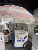 Rolling Ice Cream Chest Freezer - with handles and umbrella
